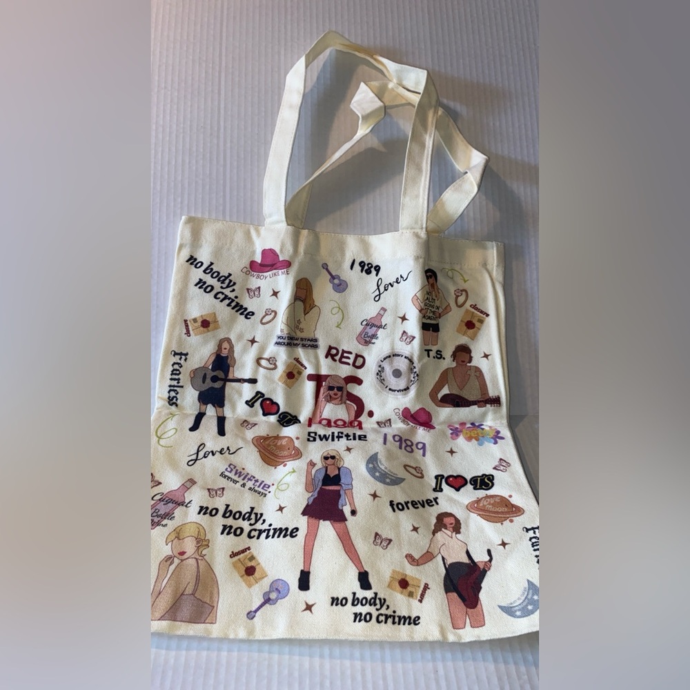 Trendy Graphic Cream Tote Bag - Picture 2 of 5